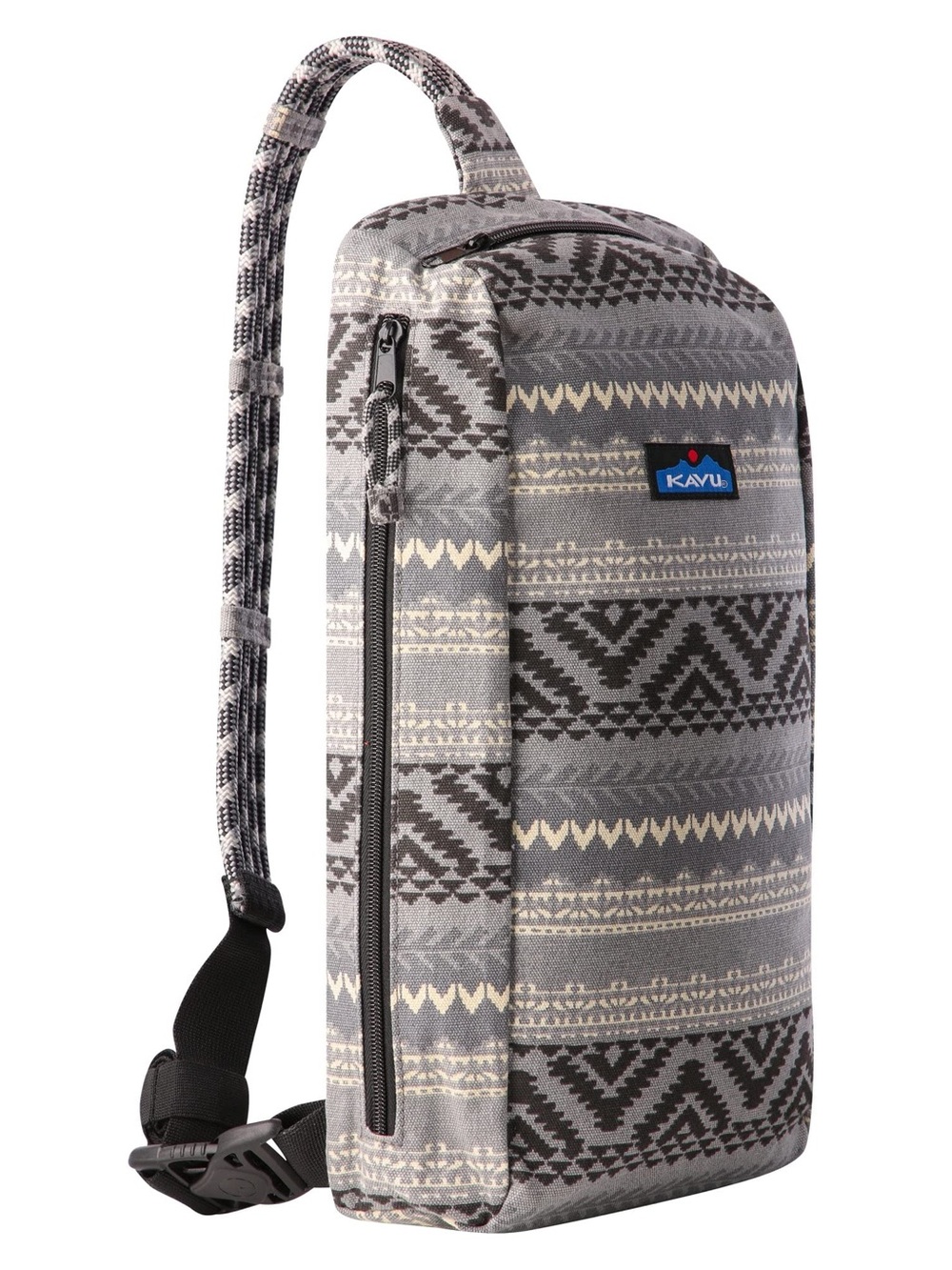 KAVU Switch Slinger Crossbody Rope Bag - Grandpas Sweater Gray Aztec Canvas